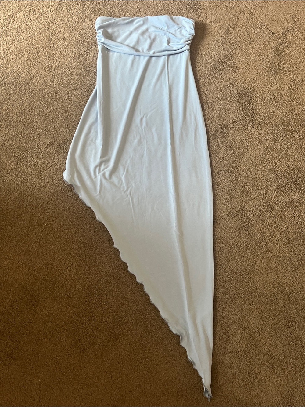 Asymmetric Light Blue Strapless Dress